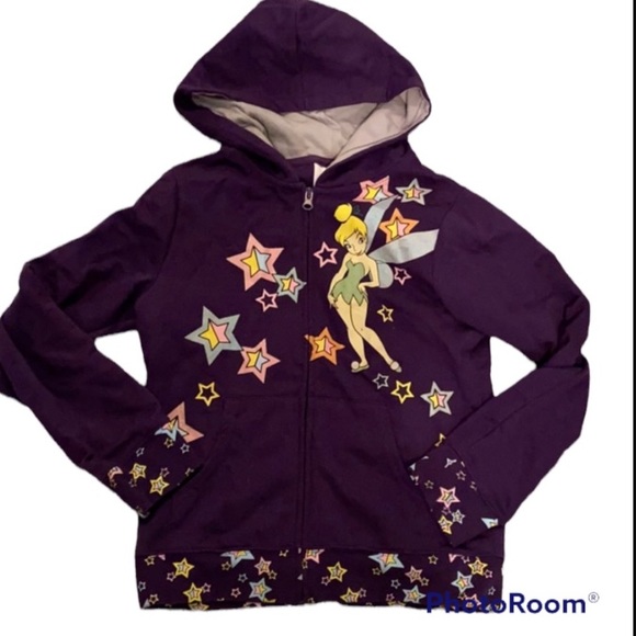 VINTAGE DISNEY TINKERBELL HOODIE Sweater PURPLE SZ M BEAUTIFUL DISNEYLAND - Picture 1 of 10